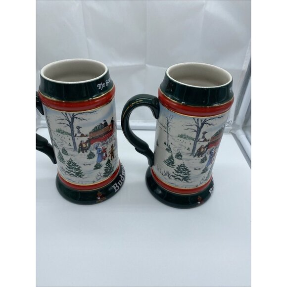 1991 Budweiser Beer Holiday Christmas Stein Lot of 2 Mug by Susan Sampson - Picture 4 of 8